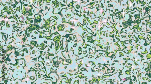 Abstract Swirling Green and Blue Liquid Pattern with Sparkles
