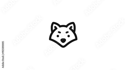 A minimalist black outline of a canine face on a white background, centered