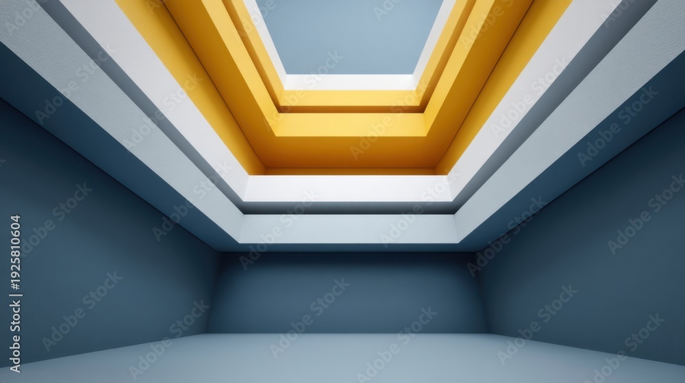 Fototapeta premium Modern Architectural Design with Geometric Shapes in Neutral and Bright Color Palette Showcasing Creative Space and Minimalist Aesthetic