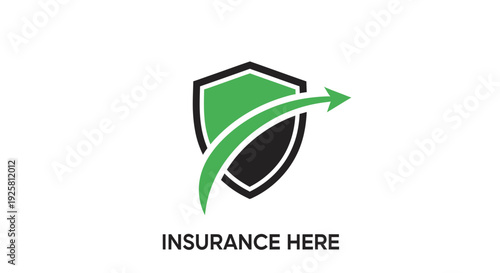 Shield Icon with Green Arrow to Represent Insurance and Secure Future
