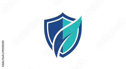 Shield Icon with Leaf Design Symbolizing Environmental Conservation and Reliability