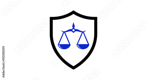 Shield Icon with Scales Symbolizes Justice, Fairness, and Legal Representation Design