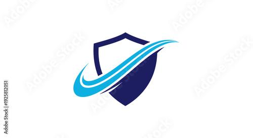 Shield Icon with Swirls Represents Security, Protection and Data Privacy Concept