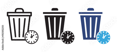 Waste of Time Icon Set – Productivity, Delay, and Clock Vector Illustration
