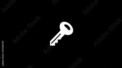 A white key graphic sits offset to the right in an expansive black background