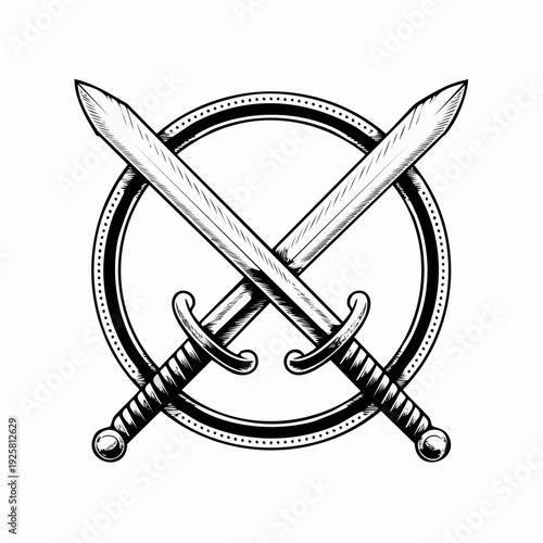 Collection of engraved swords and daggers on display