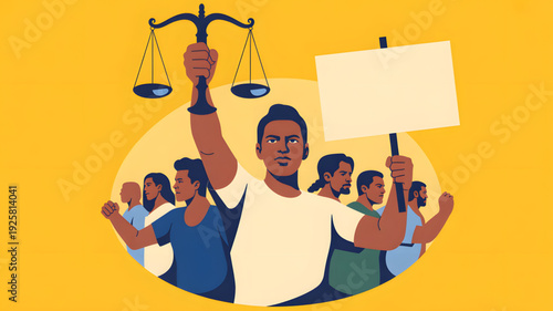 Diverse group protesting for justice equality.