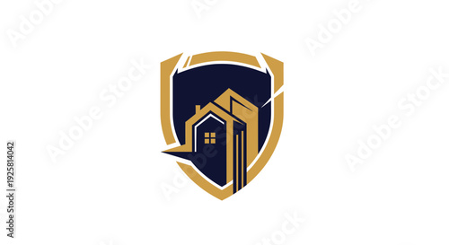 Shielded Real Estate Logo Depicting Architectural Design And Strong Foundation