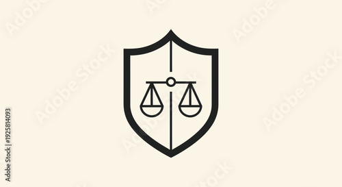 Shielded Legal Scales Depicting Justice and Balance for Law and Order Representation