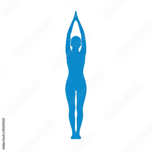 Woman in yoga pose silhouette standing isolated on transparent background.