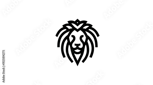 A minimalist monochrome design, the silhouette of a lion's head, in a modern geometric style