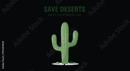 Cactus icon with save deserts text