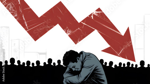 Man stressed by falling stock market.