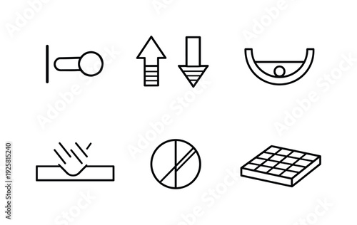 Physical Encoding Icons. Line style icons of physical encoding elements: bit-state toggle, magnetic orientation pair, electron