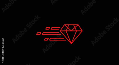 Speeding Diamond Outline On Black Background Illustrating Fast Luxury Concept