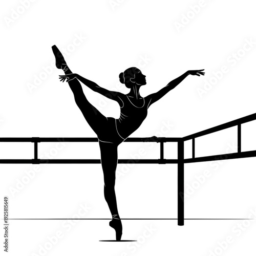 Ballerina in a dance studio pose isolated on transparent background.
