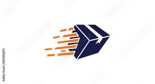 Speedy Parcel Delivery Concept with Orange Trails for Logistics and Rapid Shipping