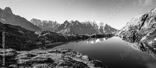 Mont Blanc, the highest peak in the Alps, rises elegantly above the alpine landscape near Chamonix on the border of France and Italy. At 4,808 meters, Mont Blanc is one of Europe’s most iconic natural