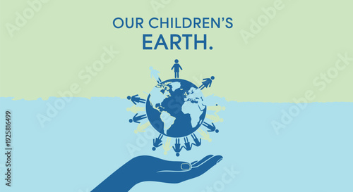 Environmental protection icon with globe and hand