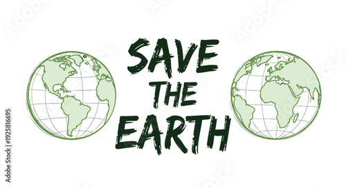 Environmental conservation icon set with earth globes and Save The Earth text