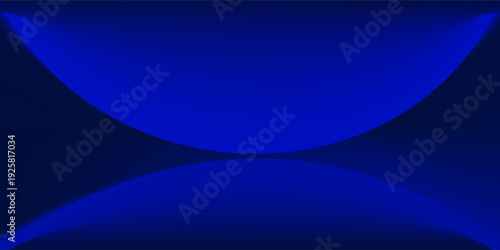Blue studio gradient background. Abstract empty room backdrop. 3d vector cool light texture. Luxury neon lights limbo bg. Dark festive color bg. Modern photo studio spotlight glow podium gradation