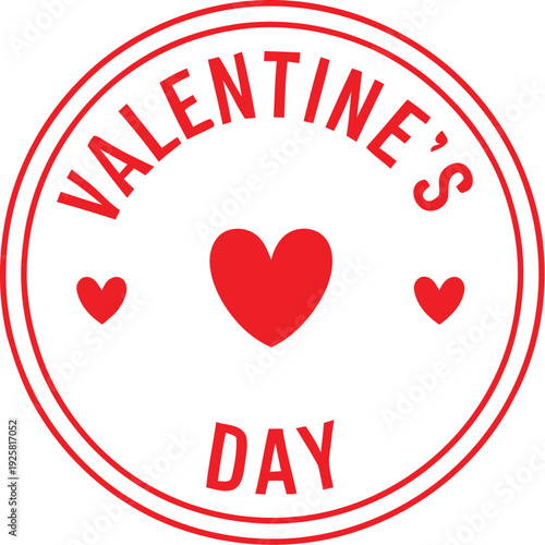 Red Valentine's Day circular stamp with hearts and text love seal