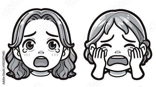 Emotional expressions of two cartoon figures featuring shock and dismay