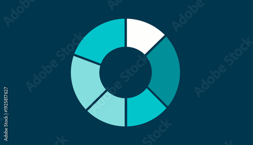 Stylish Doughnut Chart For Business Data And Statistics Presentation In Blue Colors