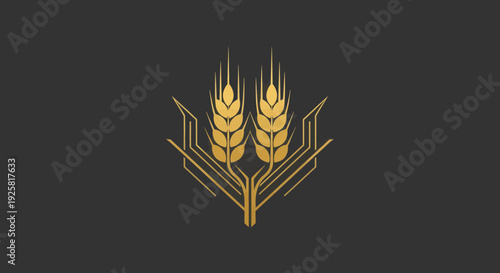 Stylish Golden Wheat Symbol Against Dark Background for Modern Branding Purposes