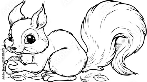 Cartoon squirrel with acorn illustration vector graphic for design projects