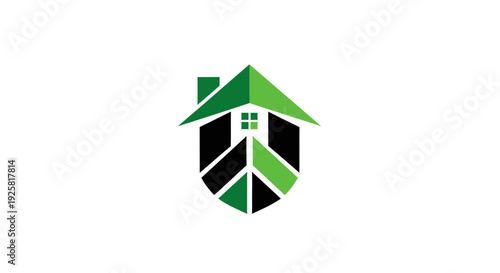 Sustainable Eco-friendly Home Emblem Depicting Green Living and Environmental Consciousness