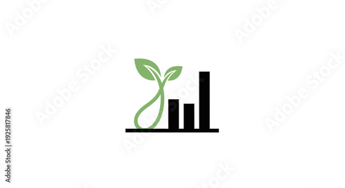 Sustainable Growth: Eco-Friendly Investment Strategy Represented With Leaves and Charts