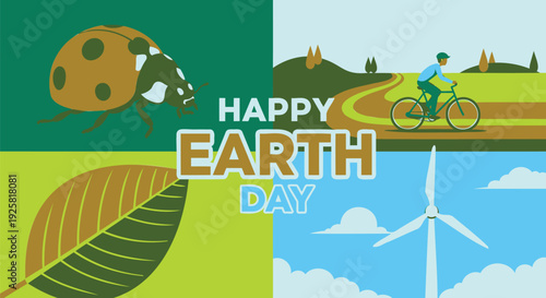 Earth Day icon set with eco-friendly symbols