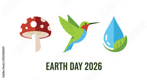 Earth Day icon set, includes eco symbols, Created in flat style with colorful palette