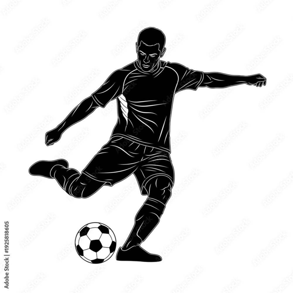Naklejka premium Man Kicking a Soccer Ball High isolated on transparent background.