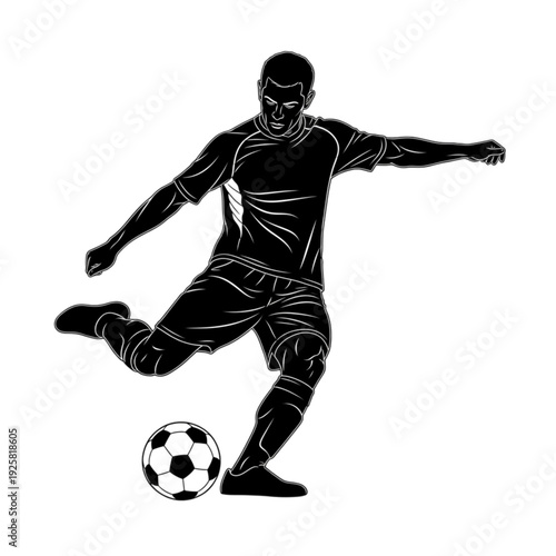 Man Kicking a Soccer Ball High isolated on transparent background.