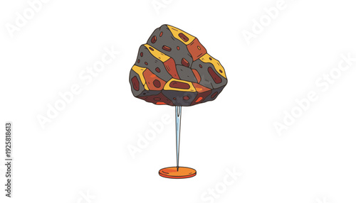 Basalt stone balancing on needle tip symbolizing equilibrium and risk management for financial stability and business strategy.