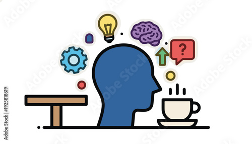 Holographic brain icon with lightbulb representing cognitive brainstorming and innovative idea generation for tech startups.