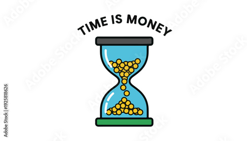 Hourglass sand timer with coins illustrating time management and financial efficiency for investment and wealth concepts.