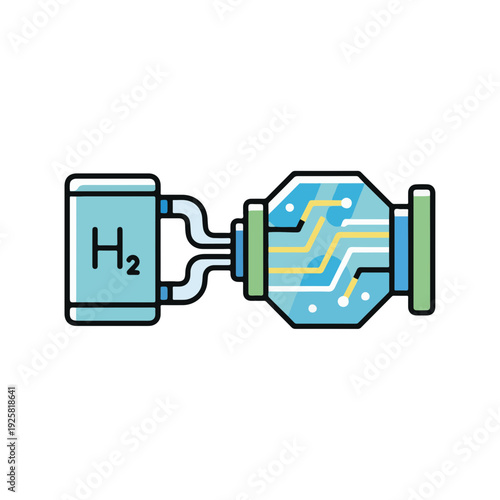 Hydrogen fuel cell module powering technology for zero-emission transportation and sustainable green energy development.