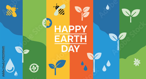 Earth Day icon set with eco-friendly symbols