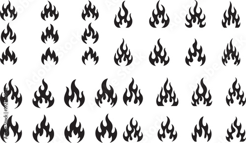 Repeating Fire Flame Pattern Bundle for Festival Background Textile Print Wallpaper and Extreme Sports