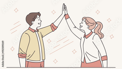 Business colleagues celebrating success with a high five