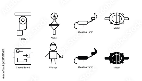 Collection of various icons and symbols for design and identification