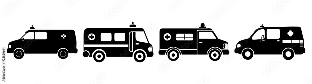 Fototapeta premium Police car convoy fleet emergency response vehicles flat design vector illustration icon pack
