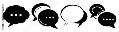 Chat bubble speech dialogue icons set black silhouette flat design vector illustration