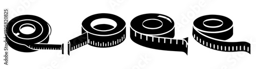 Silhouette filmstrip and measuring tape seamless pattern vector illustration flat design icon pack