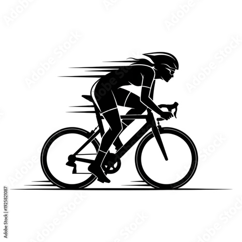 Cyclist Riding Fast on Bicycle isolated on transparent background.