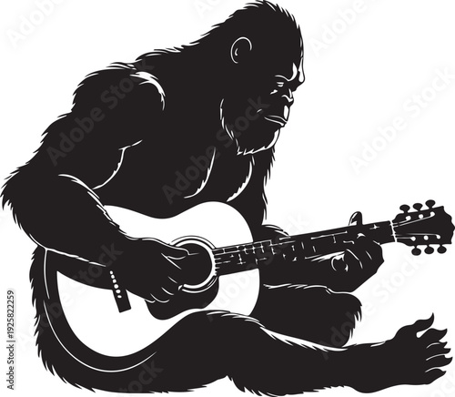 Bigfoot Playing Guitar Silhouette