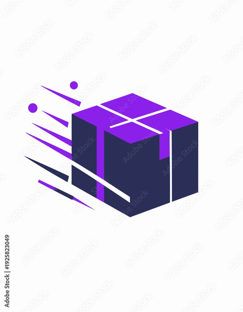 Obraz premium Swift Parcel Delivery Express Shipping Concept Box with Fast Motion Effect
